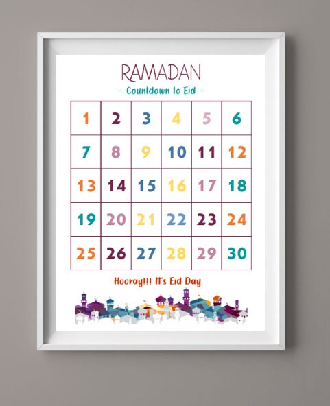 Personalised Kids Ramadan Countdown to Eid Printable Calendar and Dua ...