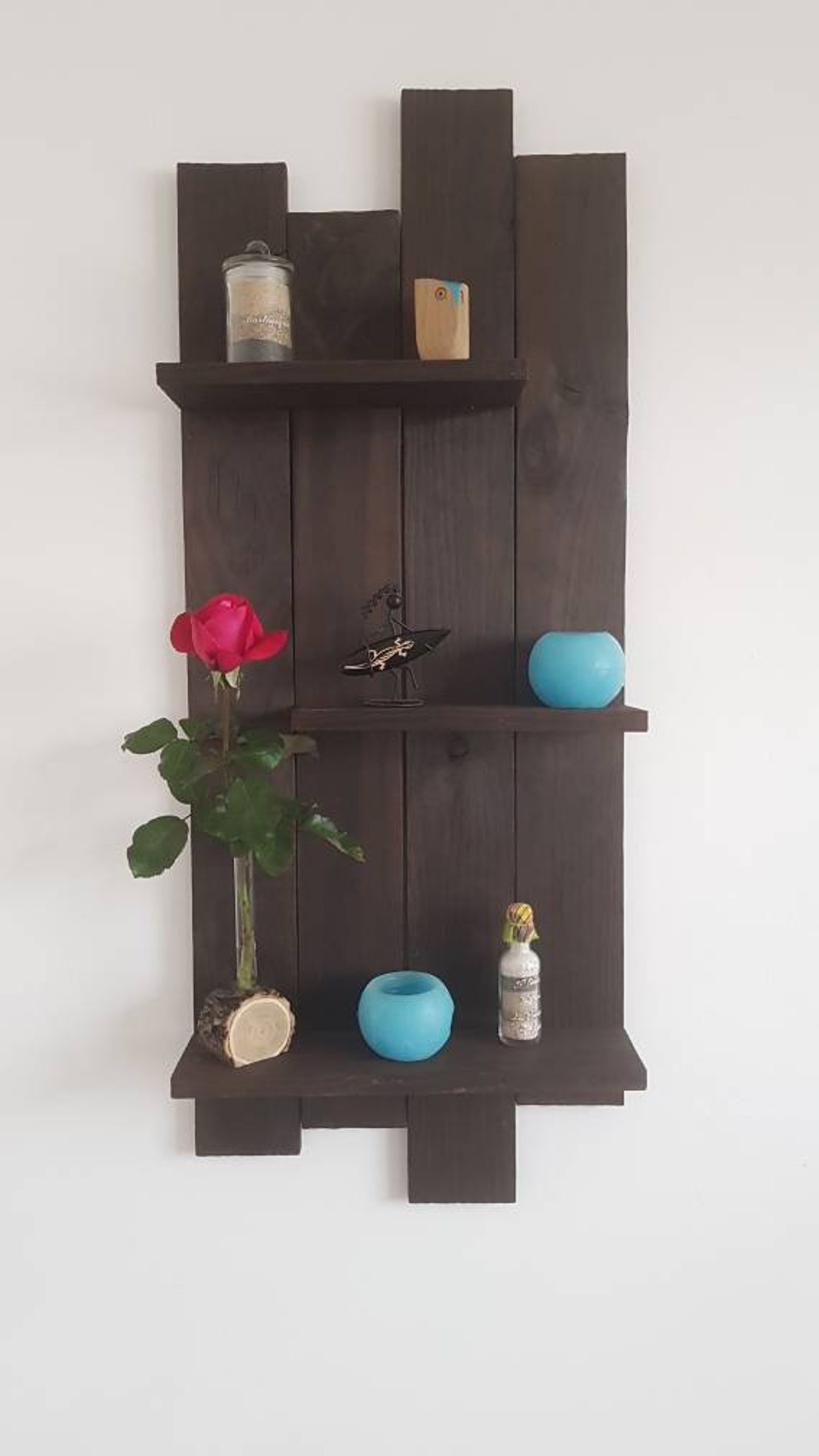 3storey Burnt Wood Shelf Etsy