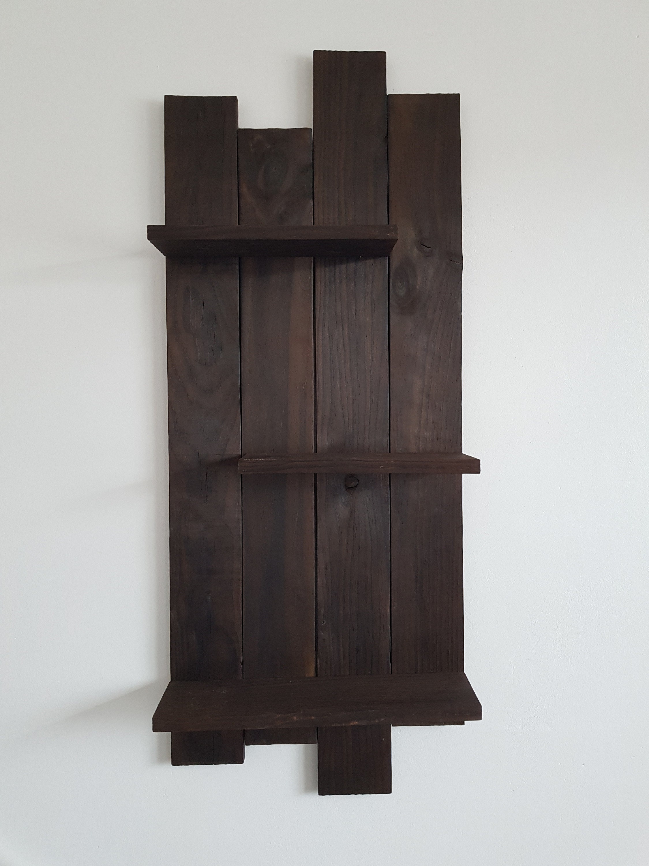 3storey Burnt Wood Shelf Etsy