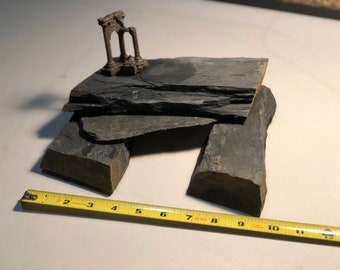 Aquarium Slate Rock Cave — Natural Stone Fish Tank Hideout and Reptile Habitat Decor