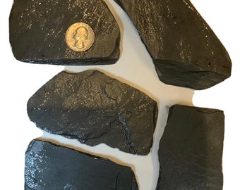 Aquarium Slate Rocks 5 Piece Set — Natural Stone Decor for Fish Tanks, Reptiles and Terrariums