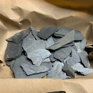 Slate Chips for mosaic or crafts. 1 lbs natural stone grey.