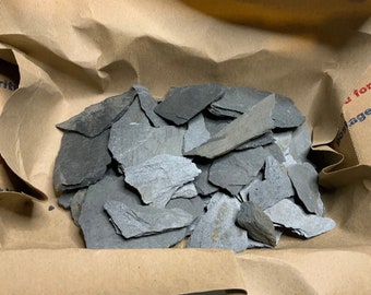 Slate Chips for mosaic or crafts. 1 lbs natural stone grey.