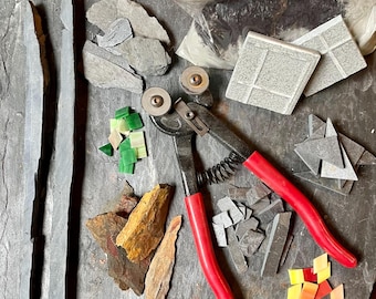 Slate Mosaic Starter Kit — Natural Stone Chips and Rods for Beginners, DIY Crafts and Art Projects