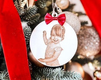 Engraved Family Photo Ornament: Custom Portrait