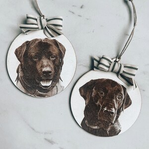 Engraved Pet Portrait | Custom Dog Christmas Ornament | Pet Memorial Ornament | Cat Christmas Photo Ornament | Pet Car Charm