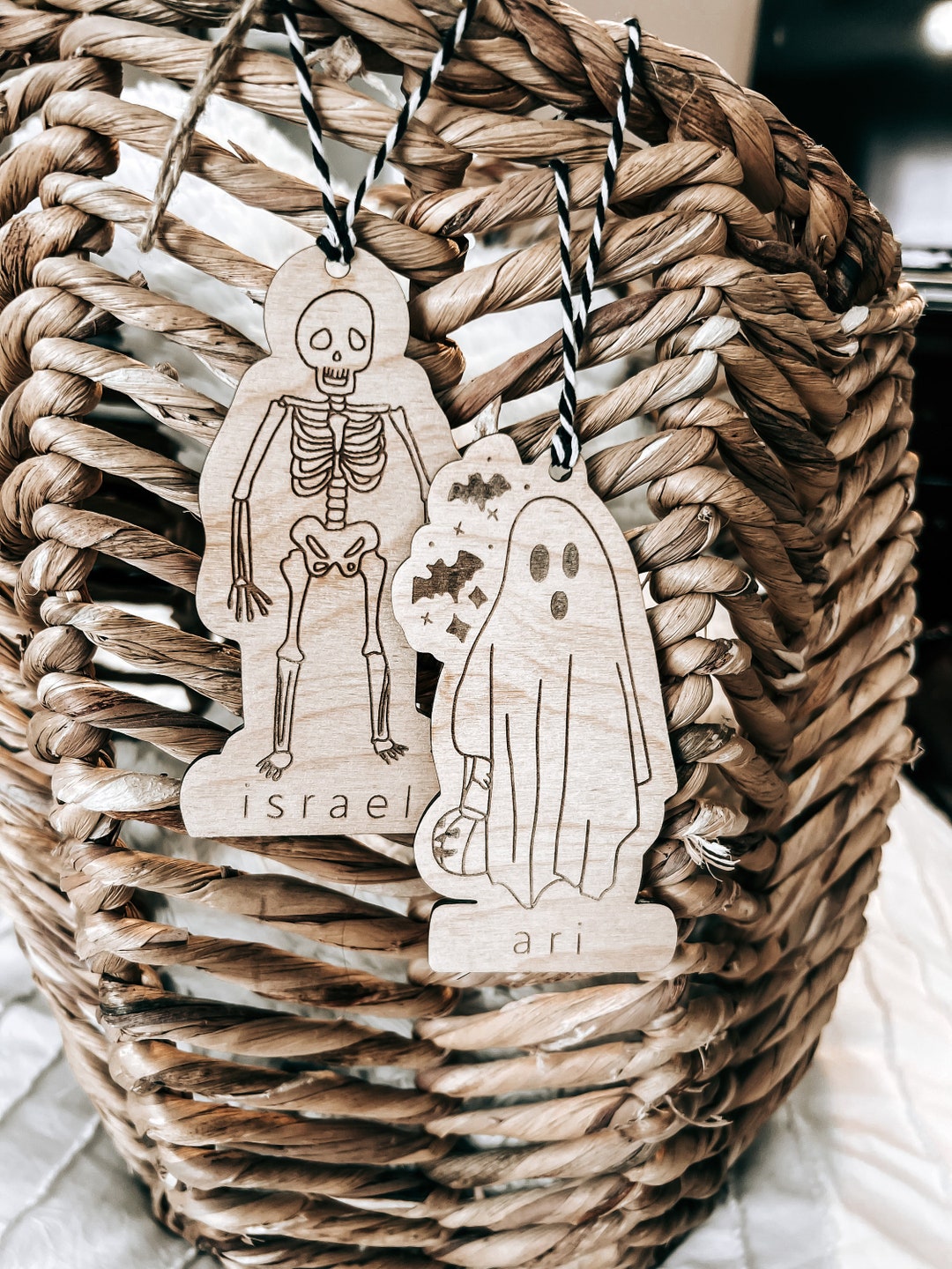Halloween Basket Tags, Boo Basket Name Tags, Skeleton Name Tag, Ghost
