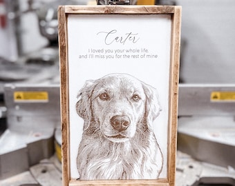 Custom Engraved Wood Pet Memorial Sign: 3D Portrait Keepsake