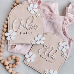 Disque de faire-part de naissance en bois, plaque de faire-part nouveau-né, plaque de faire-part de bébé, accessoire photo nouveau-né, nom de bébé pour hôpital