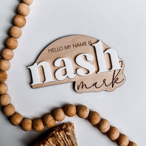Personalized Baby Name Disc / Wooden Baby Disc / Baby Announcement Disc / Wooden Birth Announcements / Newborn Photo Disc / Baby Photo Prop