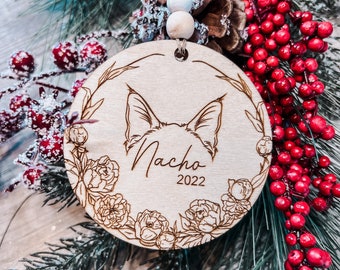 Personalized Pet Ornament | Custom Dog Ear Name | Custom Dog Christmas Ornament | Cat Ornament | Dog Parent Gift | Cat Lover Gift