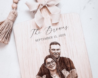 Personalized Photo Engraved Cutting Board: Wedding, Engagement, or Grandparent Gift