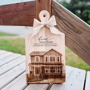 Personalized Home Coordinates Cutting Board: Realtor Closing Gift