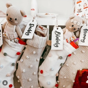 Modern Stocking Tag, Christmas Stocking Tag, Neutral Name Tags for Stockings, 3D Stocking Tag, Custom Name Stockings, Neutral Christmas