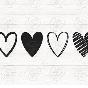Hand drawn hearts, Heart SVG, SVG Files, Instant Download, Cricut Cut Files, Silhouette Cut Files, Download, Print