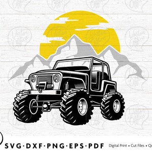 Off-road Svg, Adventure Svg, 4x4 Svg, SUV Svg, Mountains Sun Svg, Mountains Svg, Digital Download Cricut Silhouette Cut File, Svg, Dxf, Eps image 1