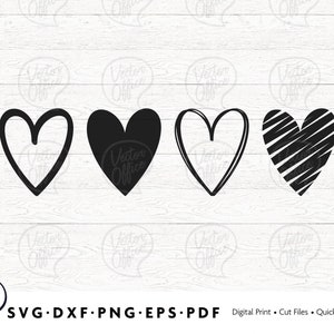 Corazón dibujado a mano, Corazones con letras a mano SVG, Archivos SVG, Descarga instantánea, Archivos de corte Cricut, Archivos de corte de silueta, Descargar, Imprimir