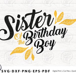 Sister of the Birthday Boy svg, Baby Girl, Kids Birthday Party, Custom Birthday SVG file, Custom Cricut Cut Files, Birthday SVG