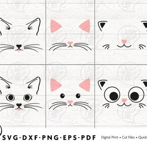 Cat Face svg, Kitten Whiskers svg, Cat Face Clipart, Kitty Cat svg, Cat svg, Cat Whiskers svg, Kitty Face svg, Cricut Cut File, Silhouette