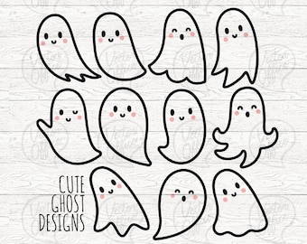 Cute Ghosts, Halloween svg, Ghosts svg, Ghost svg bundle, Ghost Clipart, Cute ghost svg, Svg, Pdf, Png, Eps, Svg, Dxf