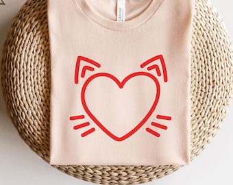 Cat heart SVG, Heart with ears SVG, Valentine's Day SVG, Valentines Day Svg, Love cut file, Heart Svg, Dxf, Png, Pdf