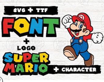 Fuente Super Mario SVG, fuente Mario en capas, Super Mario Svg, Super Mario Alphabet Svg, fuentes Cricut, archivos Svg para Cricut, Svg, Pdf, Dxf, PNG
