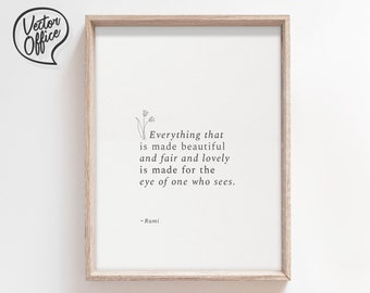Eye of one who sees, Rumi, Poem Print, Quote print, Typographic Print, Printable, Instant Download, Pdf, Jpg