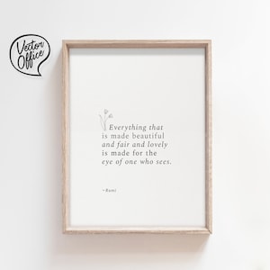 Rumi Poem Print: &quot;Eye of One Who Sees&quot; Quote (PDF, JPG)