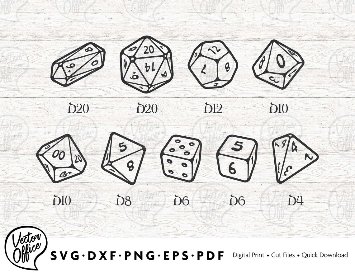 Bundle Dnd Dice SVG Dungeons and Dragons Svg D20 Dice Dice Etsy
