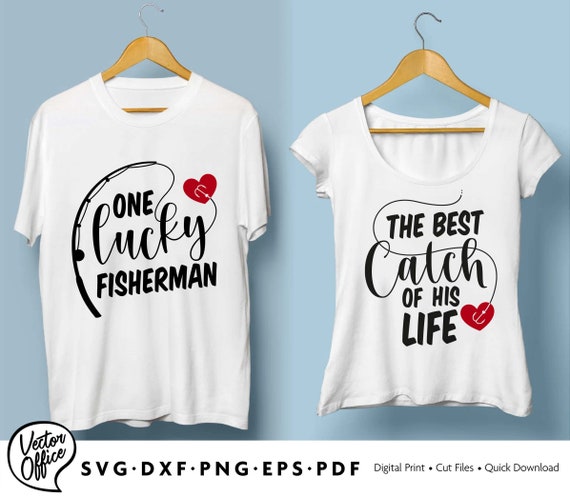Fishing Couple Mugs Set - 'One Lucky Fisherman' & 'Best Catch Of His Life' Matching Gift - View #2