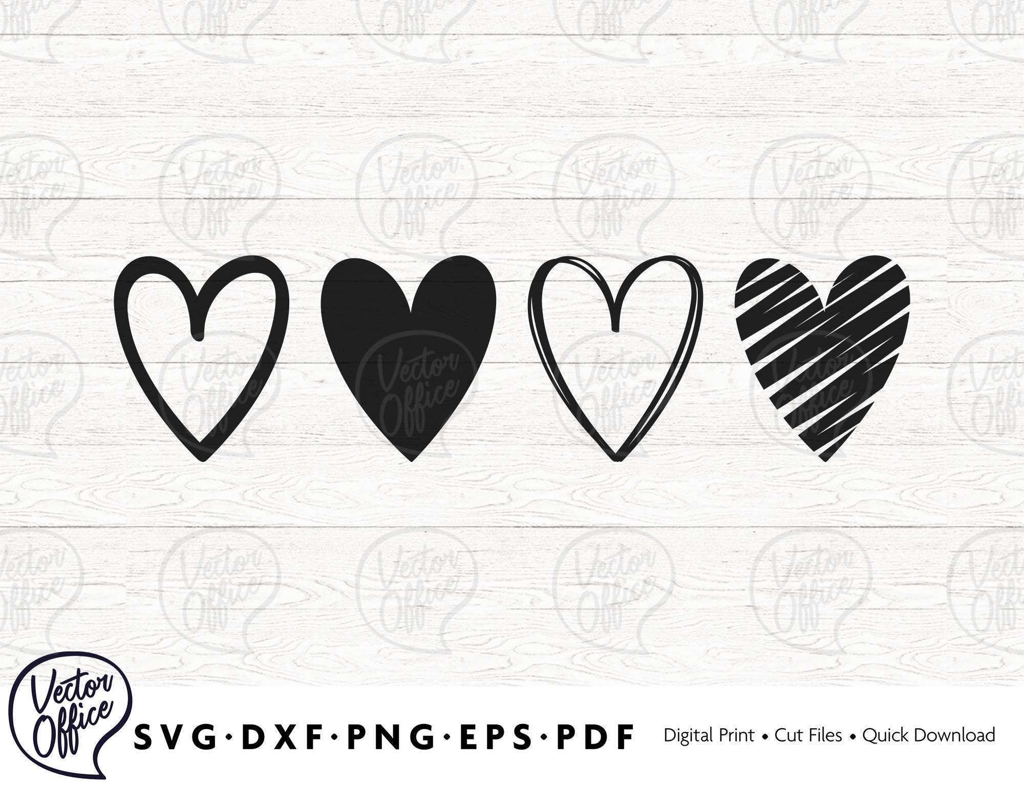 Hand Drawn Hearts, Heart SVG, SVG Files, Instant Download, Cricut Cut ...