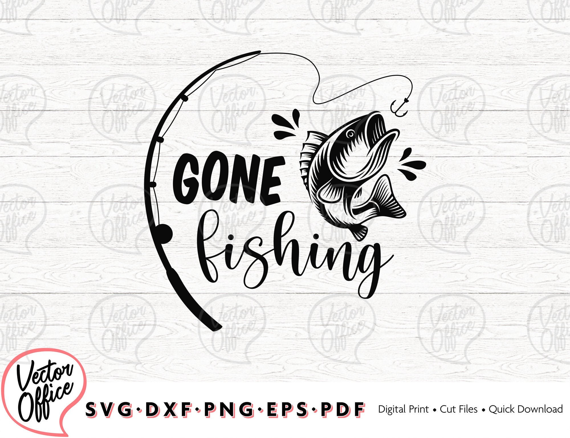 Gone Fishing svg, fishing svg, Fishing Cilpart Vector for Silhouette Cricut  Cutting Machine Design Download Svg, Dxf, Png, Pdf, Eps