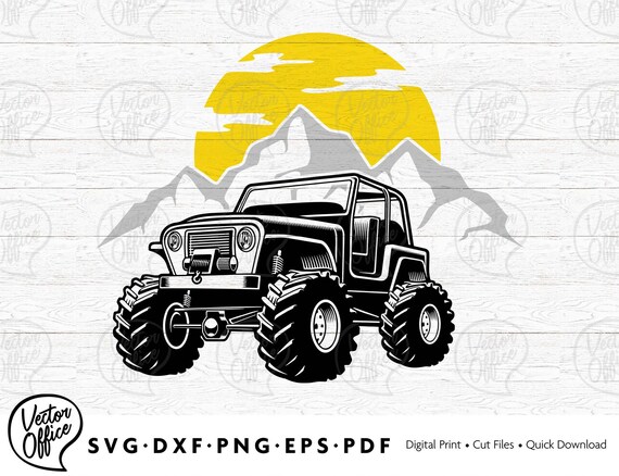 Single line drawing of tough 4x4 speed jeep Vector Image