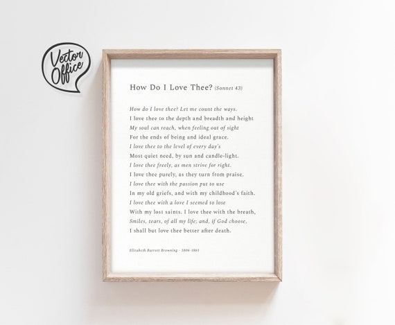 How Do I Love Thee Elizabeth Barrett Browning Love Poem Etsy