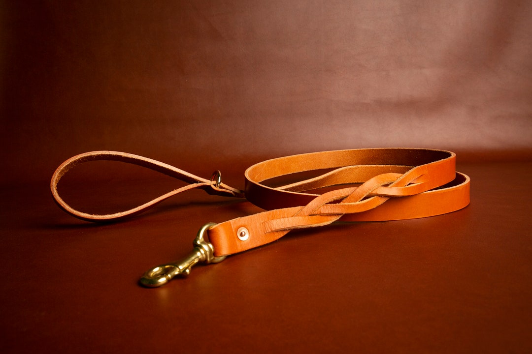 Classic Leather Dog Leash in English Tan Color, Made in Portland
