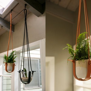 Minimalist Leather Plant Hanger, Made in Portland, Oregon, USA