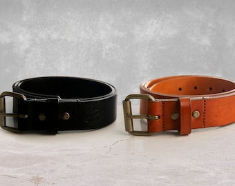 Handcrafted Durable Leather Belt | Gift for him, Made in Portland, Oregon, USA