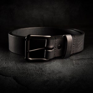 All Black collection Handcrafted Durable Leather Belt for Him Personalization Available Gift for him, Made in Portland, Oregon, USA image 1