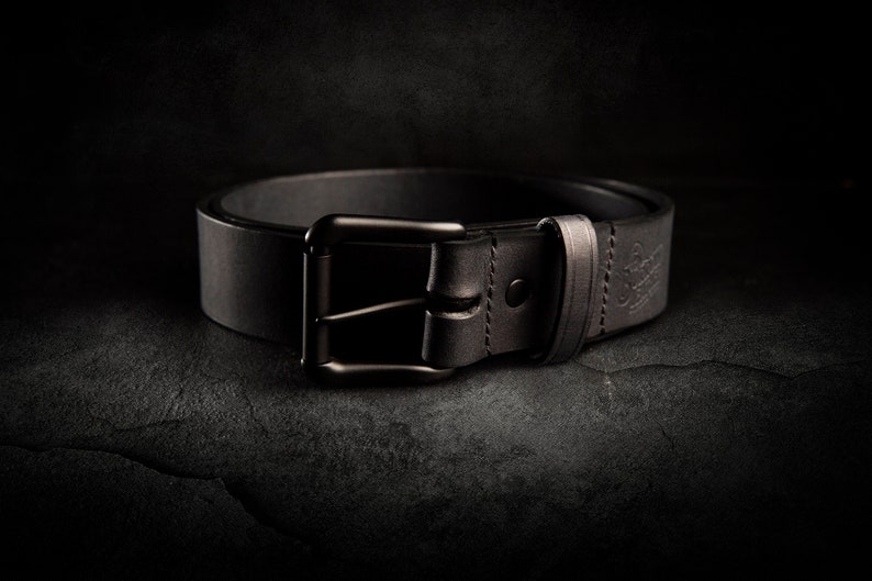 All Black collection Handcrafted Durable Leather Belt for Him Personalization Available Gift for him, Made in Portland, Oregon, USA image 1