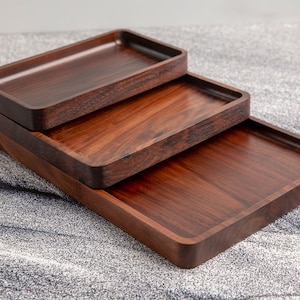 Walnut Wood Trays. Stackable Modular Design. Catch All Valet Tray Organizer. Handmade in Portland Oregon, USA.