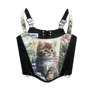 Reworked Cat Corset/ Bustier, One of a kind, Upcycled, Made to order, ESTI | NIOI
