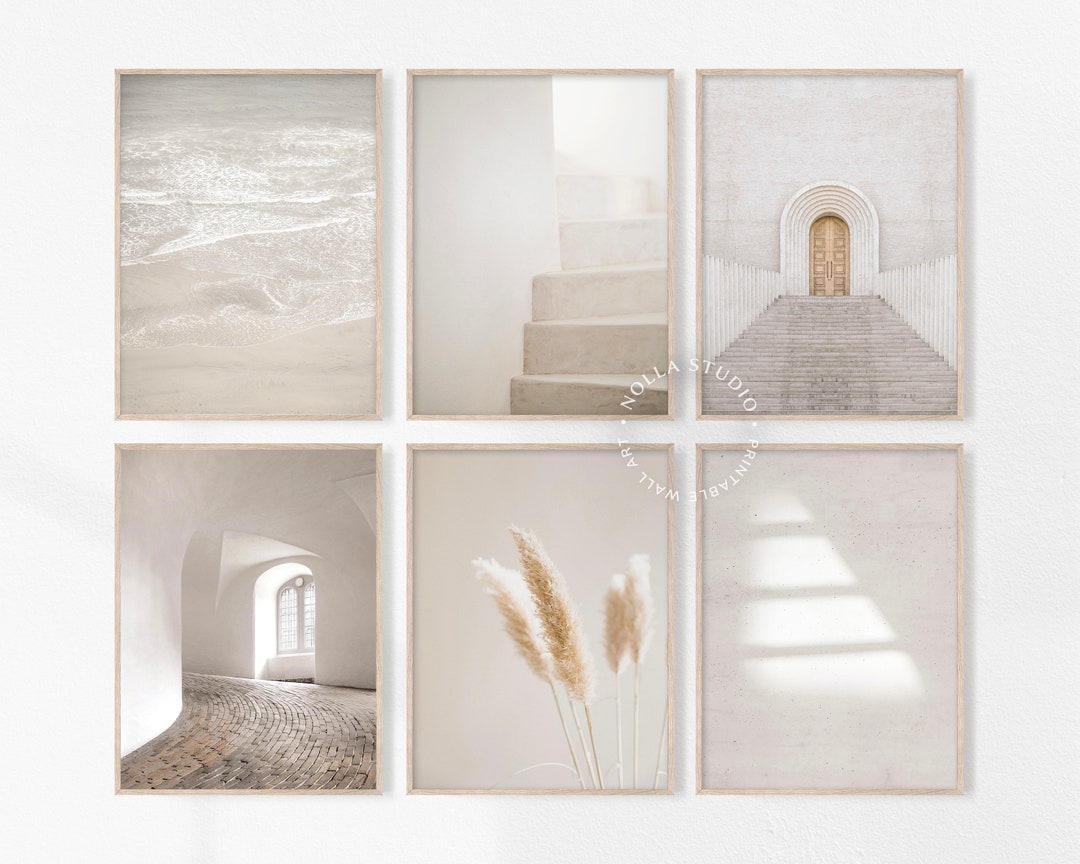Neutral Print Set Set of 6 Prints Minimalist Gallery Wall - Etsy