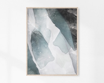Blue Grey Watercolor Print, Blue Wall Art, Abstract Printable, Abstract Water Print, Printable Watercolour, Neutral Art, Simple Modern Art