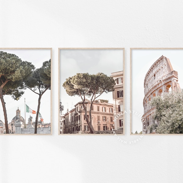 Rome Prints, Set of 3, Italy Wall Art, Rome Printable Art, Italy Photo, Italian Architecture, Colosseum Print, Rome City Print Download