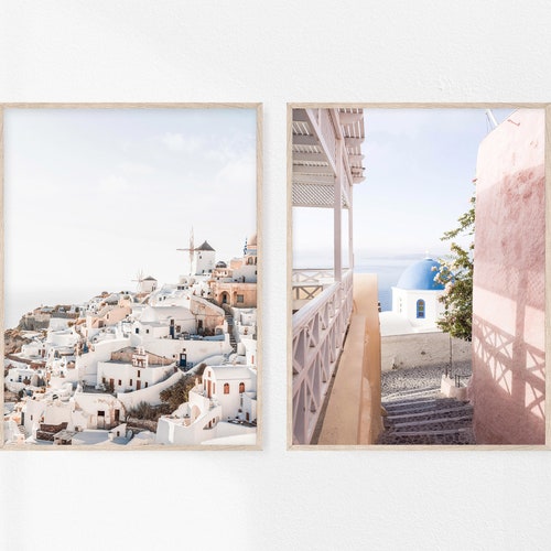 Greece Print Santorini White Wall Art Room Decor Travel Etsy