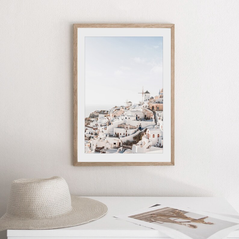 Santorini Print Greece Wall Art Coastal Wall Art Pastel Etsy