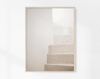 Minimal Stairs Print, Neutral Decor, White Stairway, Beige Aesthetic, Earthy Wall Art, Neutral Interior Art, Minimal Wall Art, Printable Art