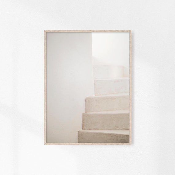 Minimal Stairs Print, Neutral Decor, White Stairway, Beige Aesthetic, Earthy Wall Art, Neutral Interior Art, Minimal Wall Art, Printable Art