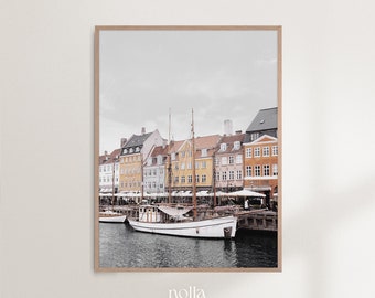 Copenhagen Nyhavn, Pastel Print, Landmark Print, Travel Poster, Denmark Photo, Canal Copenhagen, Scandinavian Art, Hygge, Europe City Art