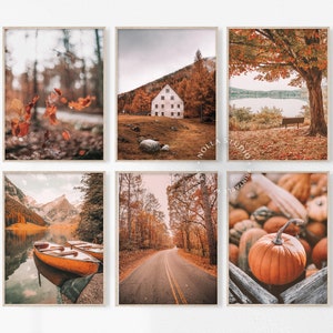 Autumn Gallery Wall Set of 6, Fall Print Set, Farmhouse Prints, Pumpkin Haloween, Thanksgivings Home Decor, Autumn Colors Printable Wall Art